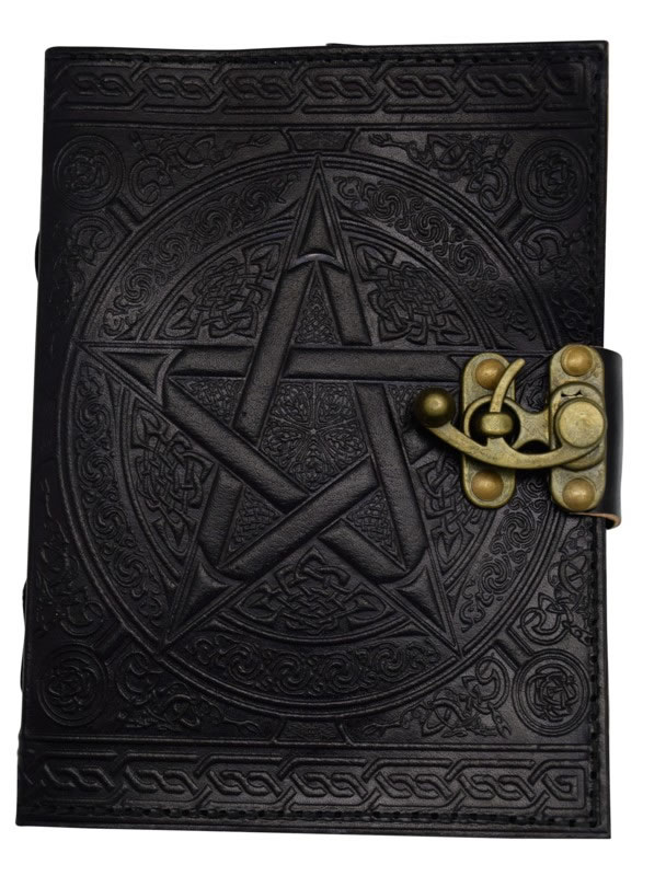 5 x 7 inch New Black Pentagram Leather Embossed Journal